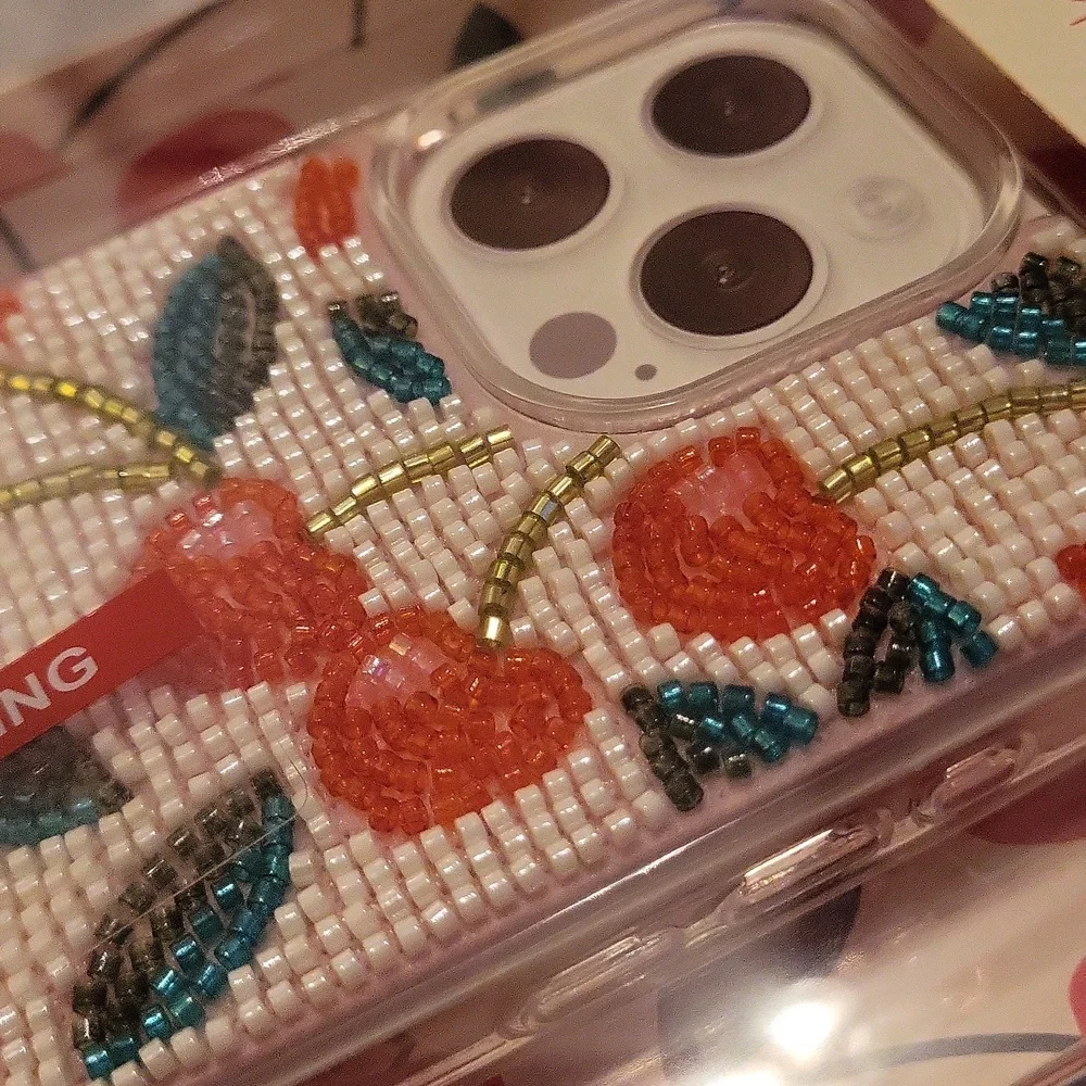 iPhone 15 Pro Max MVMT Limited Edition Cherry Beaded Case - White TL M Lp
